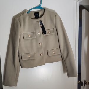 Studio Tan Blazer with Gold Accents